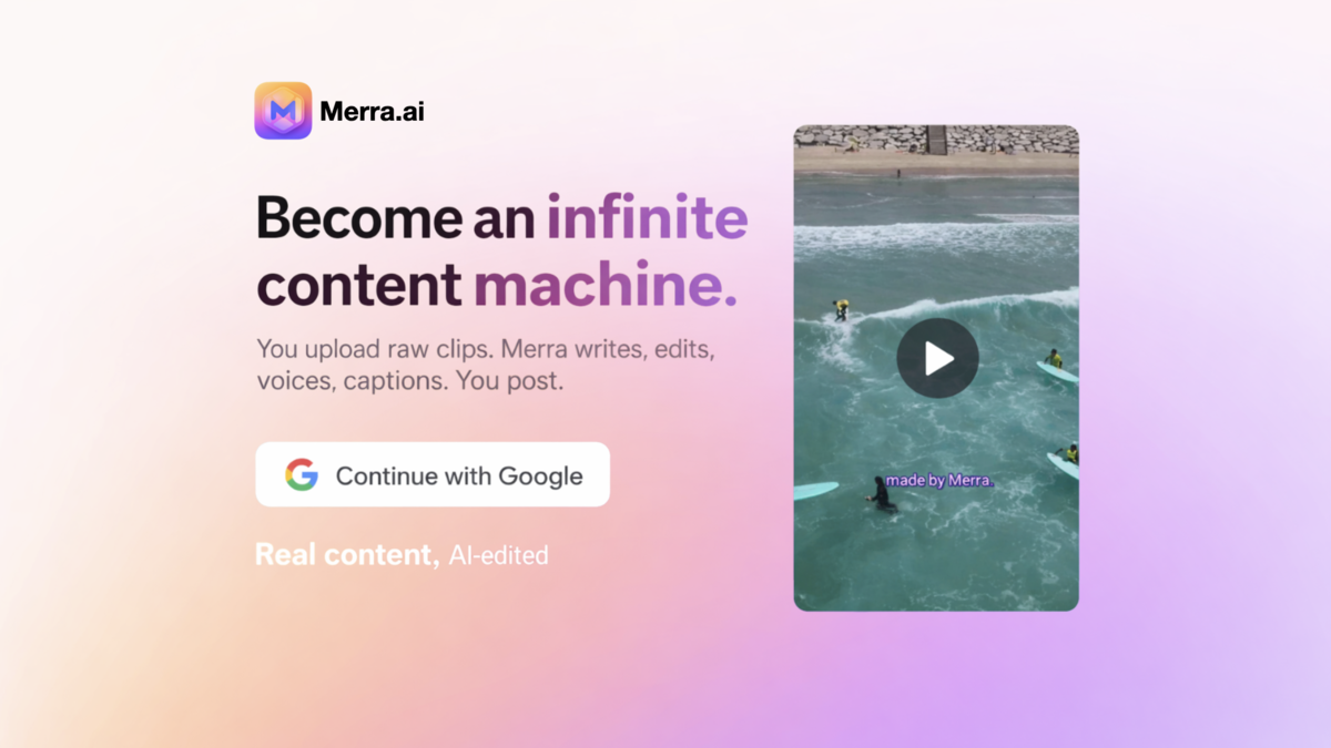 Merra AI: 100 voiceover-style videos from 5 clips